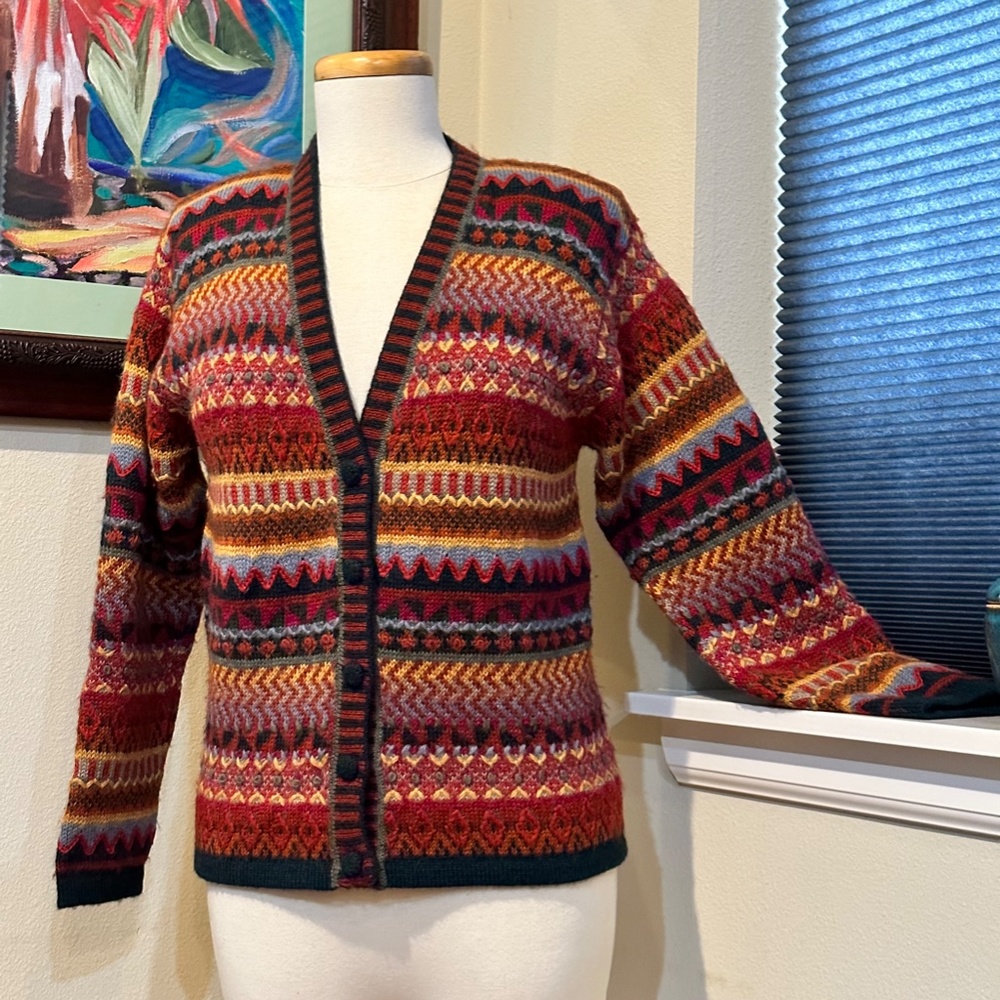Peruvian Collection Handmade in Peru Alpaca Cardigan Sweater - Small , Med